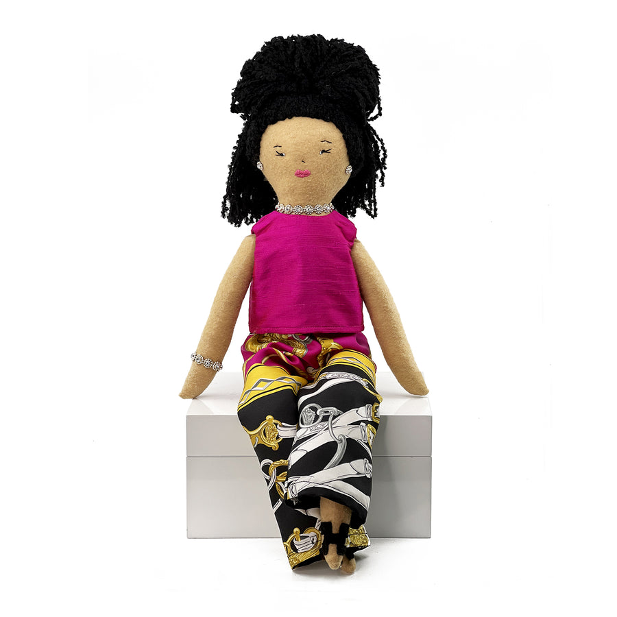 'Lizzie' Heirloom Felt Handmade Rag Doll with Hermes Pants