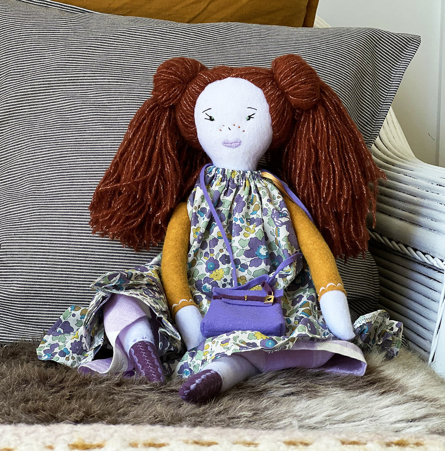 'Hattie' Heirloom Felt Handmade Rag Doll in Liberty London Betsy