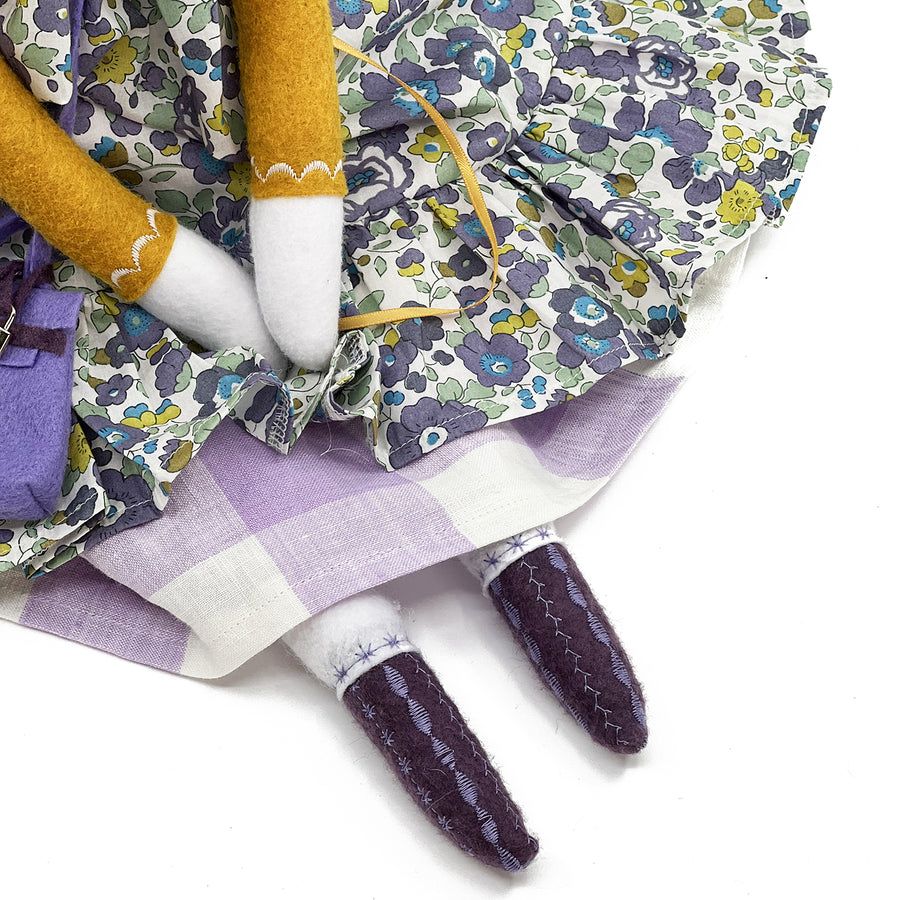 'Hattie' Heirloom Felt Handmade Rag Doll in Liberty London Betsy