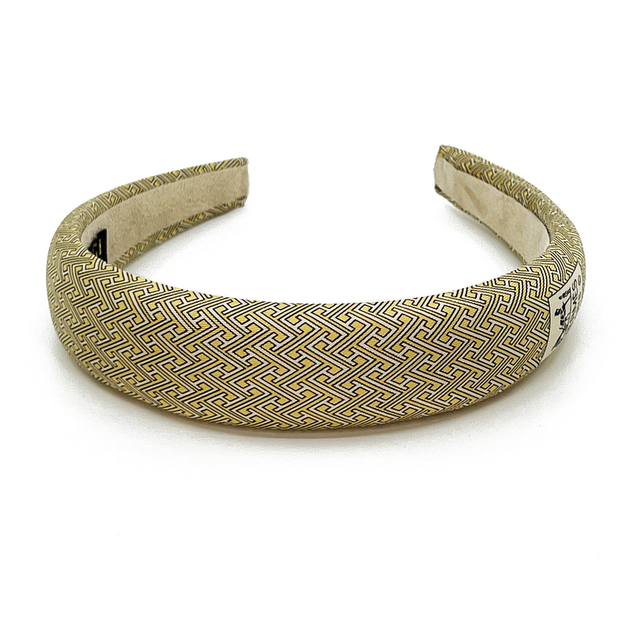 Silk Alice Headband made from a Yellow Geometric Men's Tie