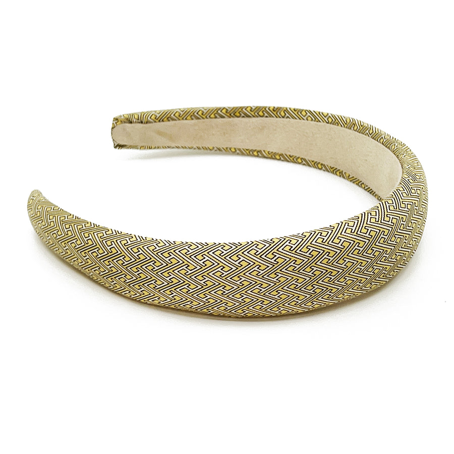 Silk Alice Headband made from a Yellow Geometric Men's Tie