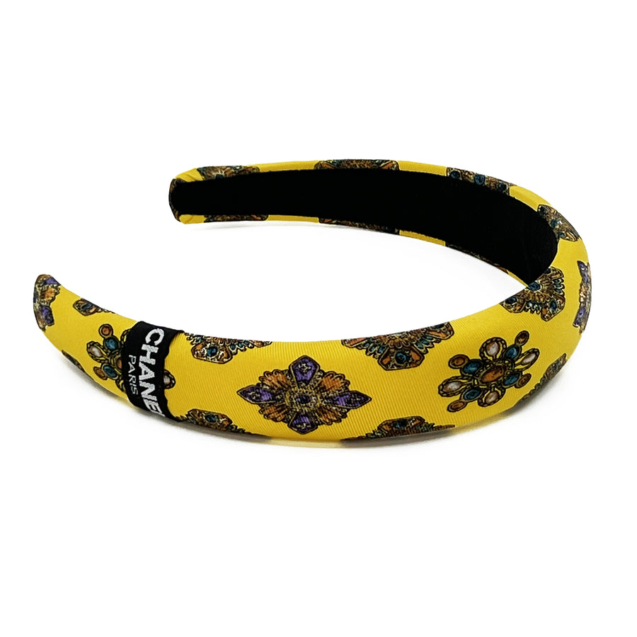 Alice Headband made from Yellow Jewel Pattern Men's Silk Tie