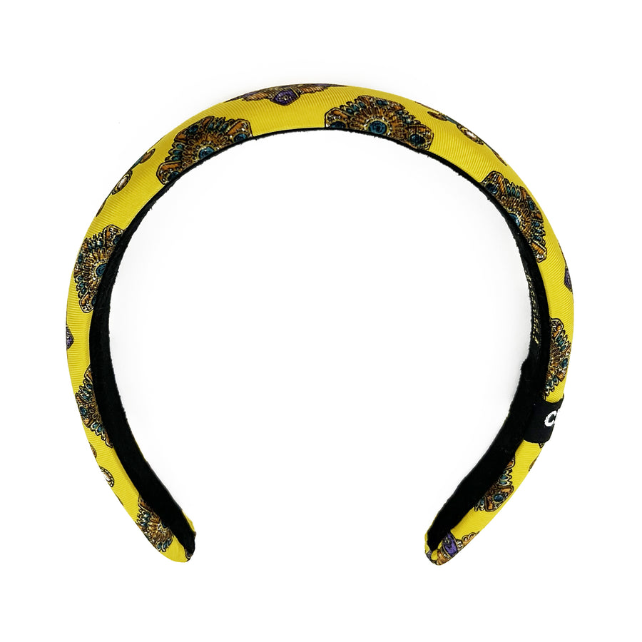 Alice Headband made from Yellow Jewel Pattern Men's Silk Tie