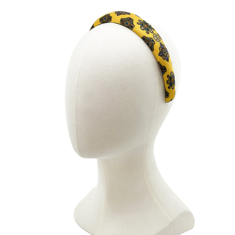 Alice Headband made from Yellow Jewel Pattern Men's Silk Tie