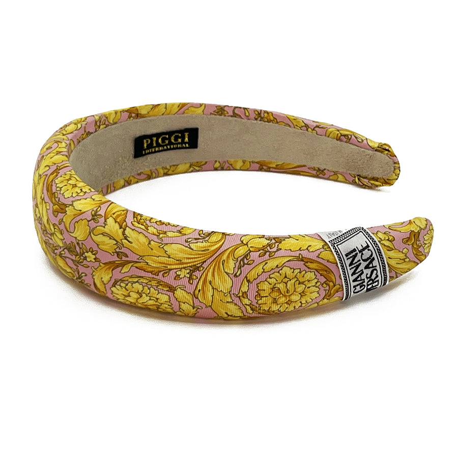 Alice Headband made from Versace Pink & Gold Baroque Men's Silk Tie