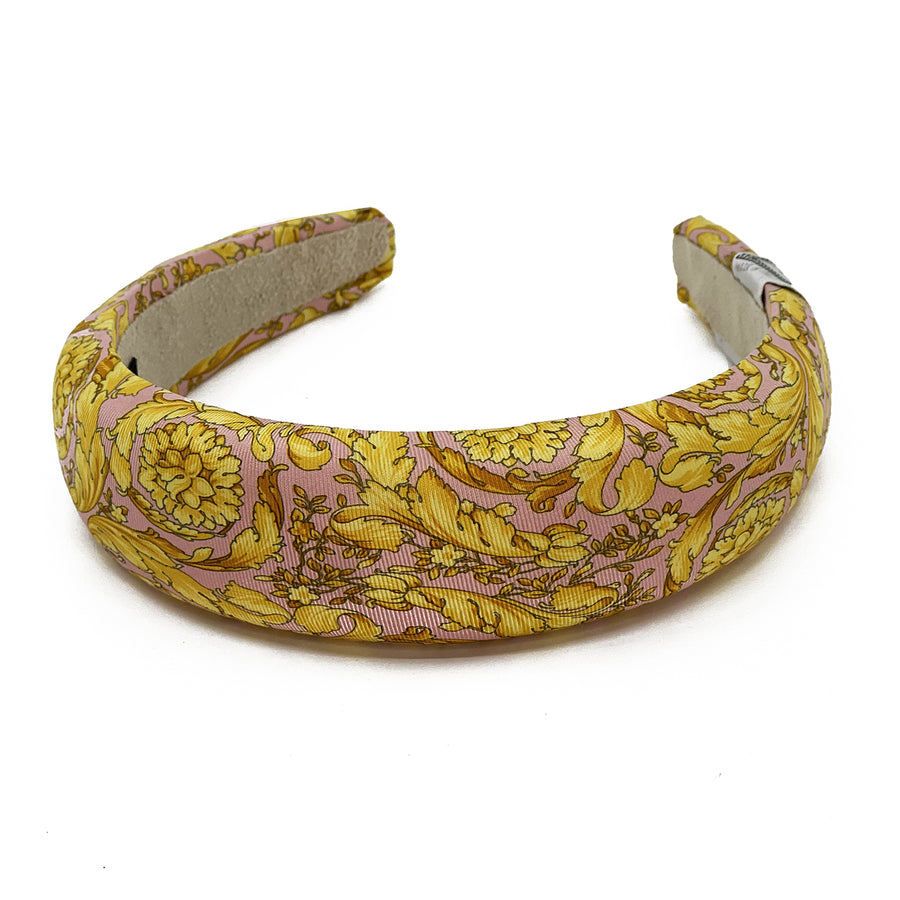 Alice Headband made from Versace Pink & Gold Baroque Men's Silk Tie