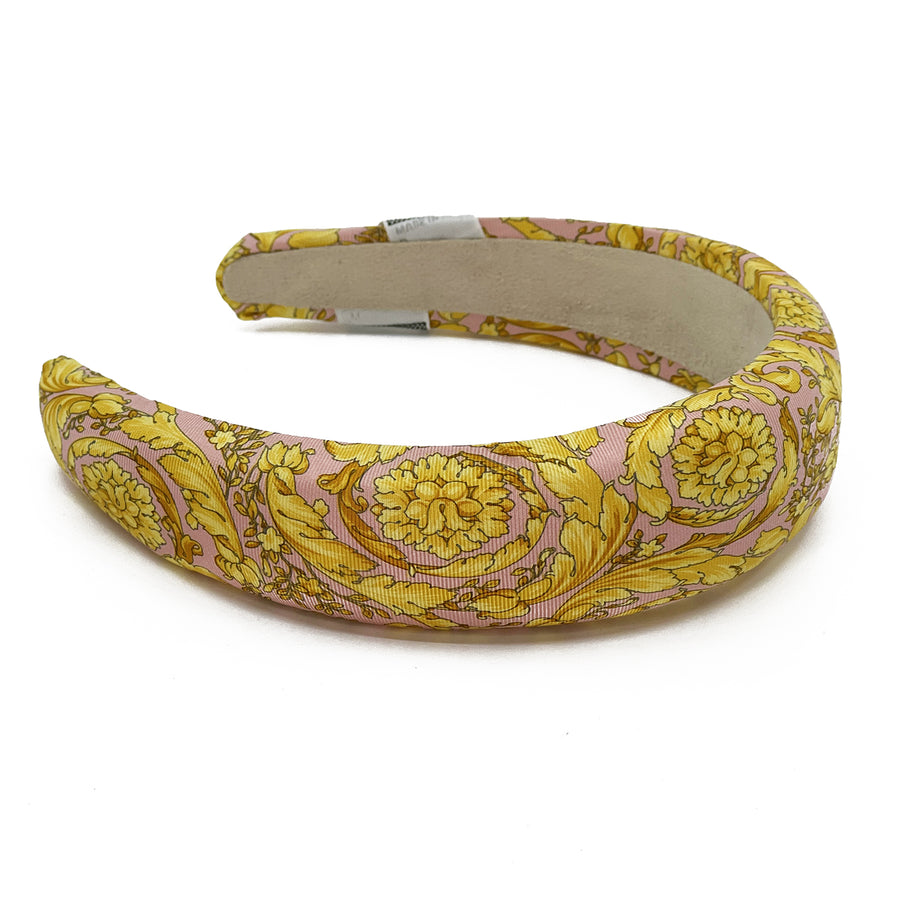 Alice Headband made from Versace Pink & Gold Baroque Men's Silk Tie