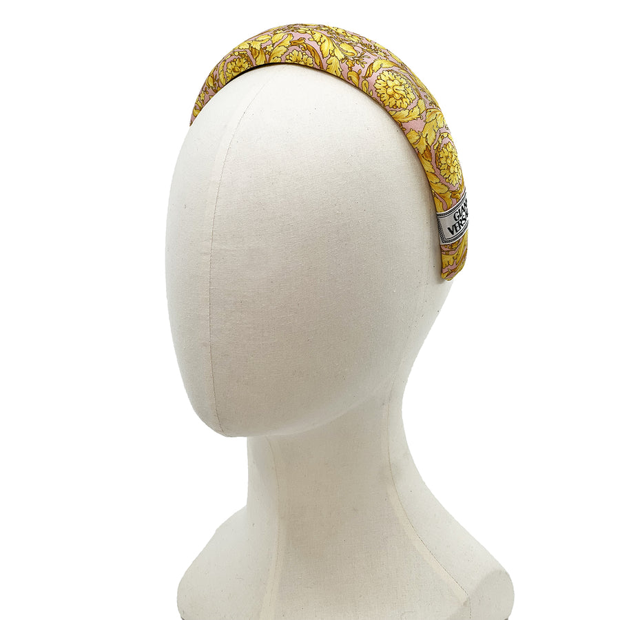 Alice Headband made from Versace Pink & Gold Baroque Men's Silk Tie
